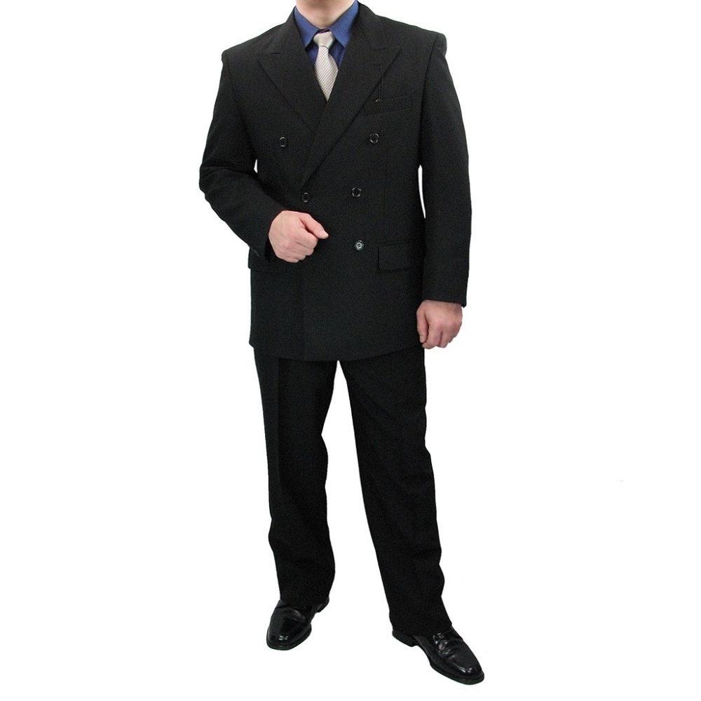 2 Piece Men’s Double Breasted Suit-Black